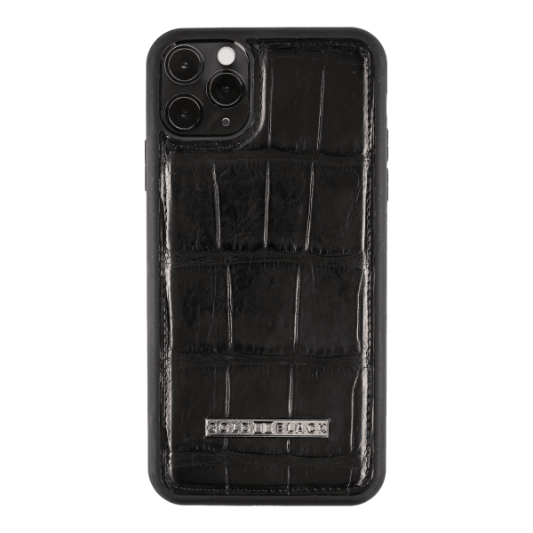 iPhone 11 Pro Max Lederhülle Krokodilleder Schwarz Im Angebot