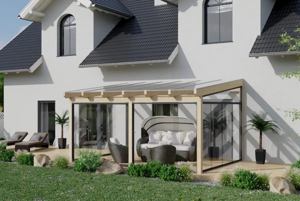 Kaltwintergarten Holz 800x400cm VSG weiß Jetzt online