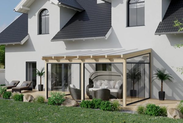 Kaltwintergarten Holz 800x400cm VSG weiß Jetzt online – Bild 2