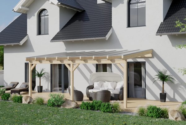 Terrassenüberdachung Holz 800x500cm Doppelsteg graphitgrau Rabatt – Bild 2