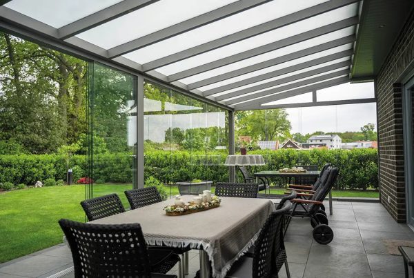 Kaltwintergarten Aluminium 400x350cm Doppelsteg grau Mode – Bild 4