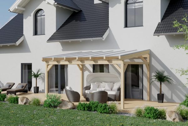 Terrassenüberdachung Holz 400x400cm Doppelsteg Natur Online-Verkauf – Bild 3