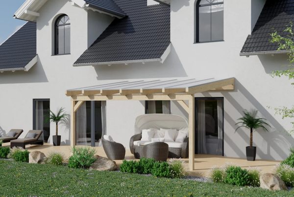 Terrassenüberdachung Holz 400x250cm Doppelsteg anthrazit Rabatt