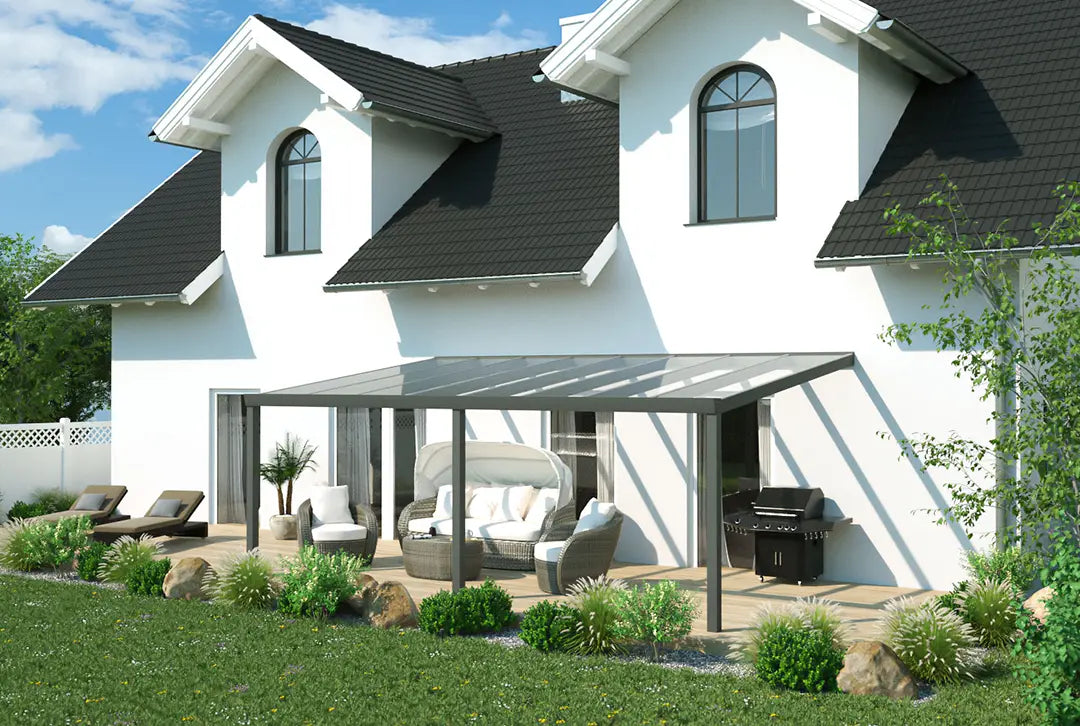 Terrassenüberdachung Aluminium 600x250cm VSG grau Online