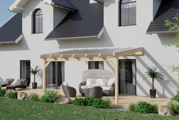 Terrassenüberdachung Holz 400x250cm Doppelsteg anthrazit Rabatt – Bild 3