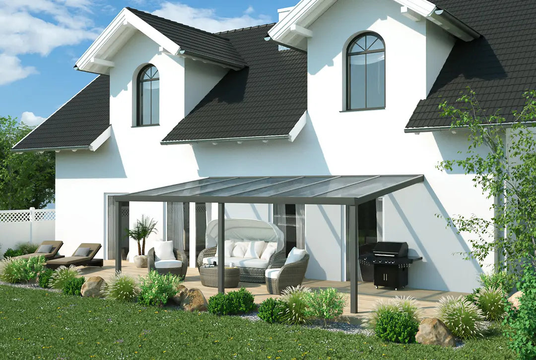 Terrassenüberdachung Aluminium 600x450cm Doppelsteg anthrazit Zu verkaufen