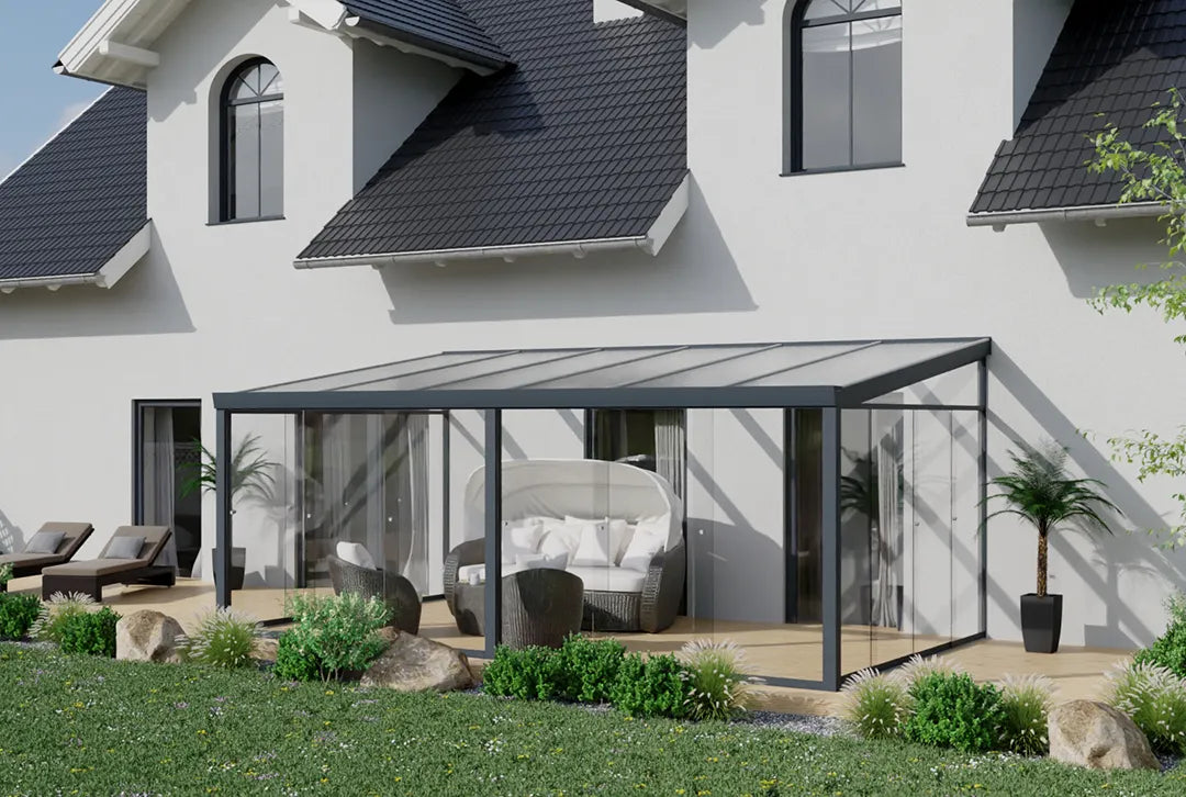 Kaltwintergarten Aluminium 700x500cm Doppelsteg anthrazit Angebot