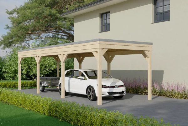Flachdachcarport aus Holz 400x900cm Schn?ppchen