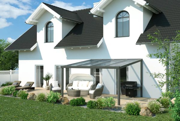 Terrassenüberdachung Aluminium 400x400cm Doppelsteg schwarz Verkauf – Bild 3