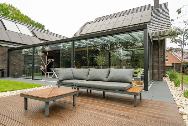 Kaltwintergarten Aluminium 400x250cm Doppelsteg schwarz Verkauf – Bild 5