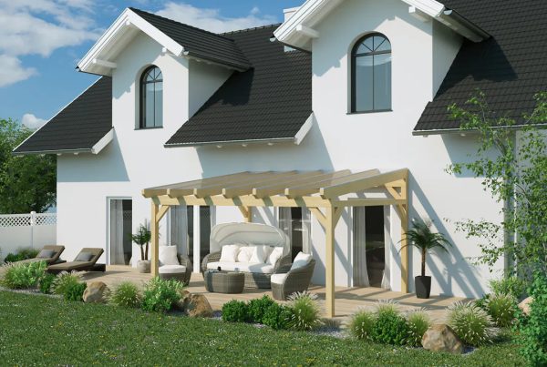 Terrassenüberdachung Holz 400x250cm VSG Natur Schn?ppchen – Bild 3