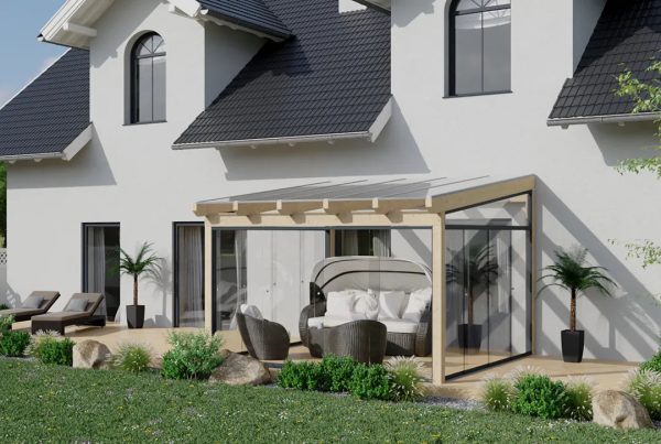 Kaltwintergarten Holz 400x300cm VSG Natur Schn?ppchen
