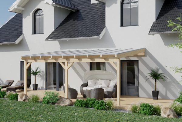 Terrassenüberdachung Holz 600x350cm Doppelsteg Natur Online-Verkauf – Bild 2