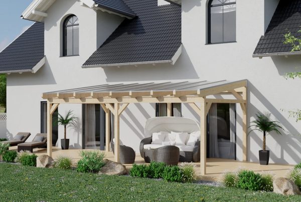Terrassenüberdachung Holz 600x350cm Doppelsteg Natur Online-Verkauf – Bild 4